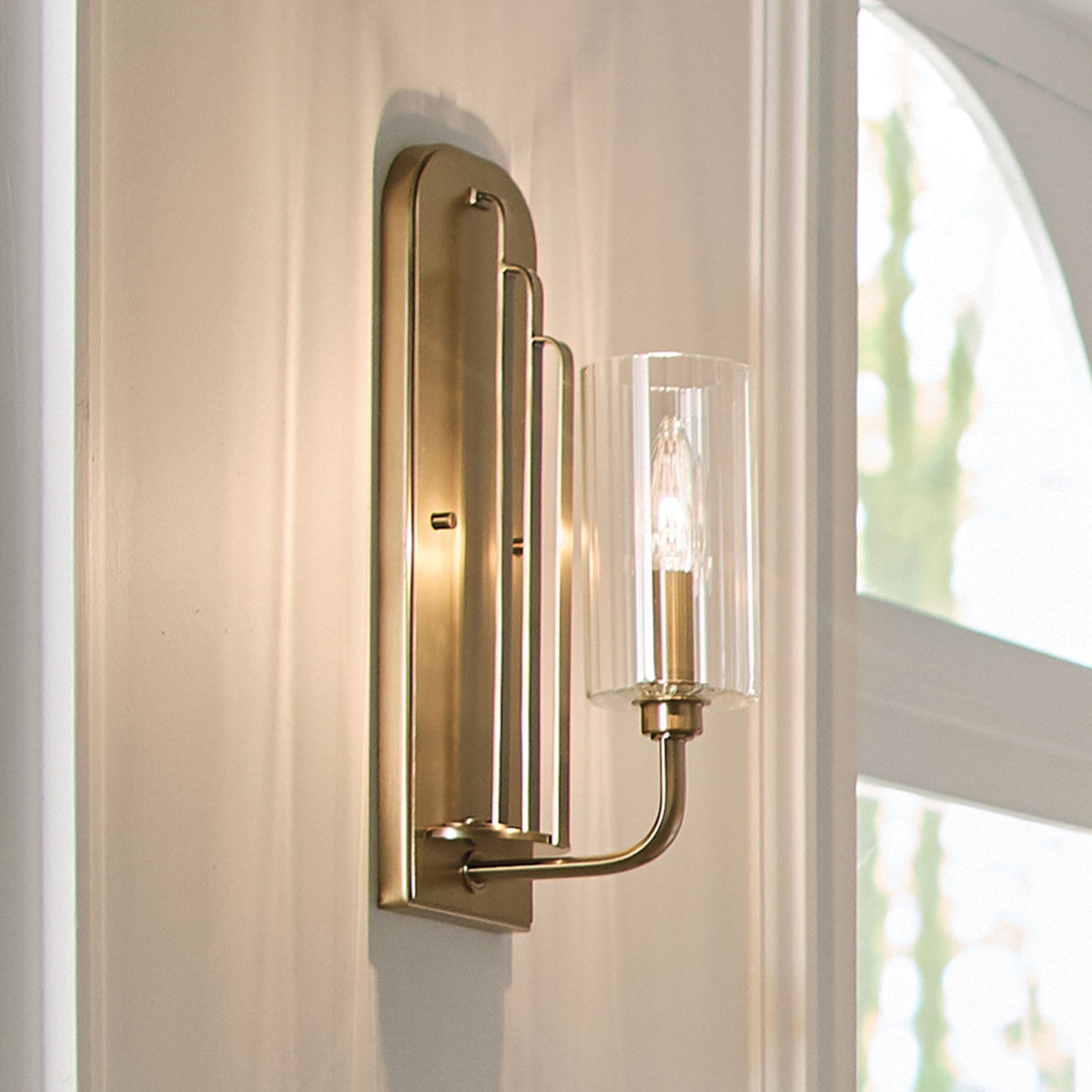 Kimrose Single Wall Light in Brushed Natural Brass
