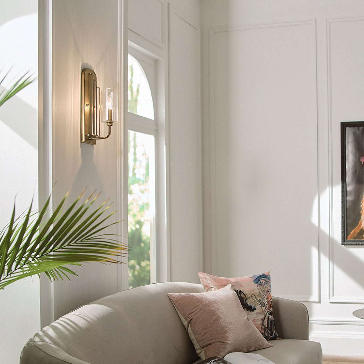 Kimrose Single Wall Light in Brushed Natural Brass