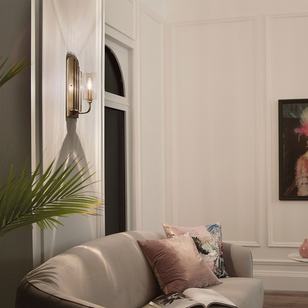 Kimrose Single Wall Light in Brushed Natural Brass