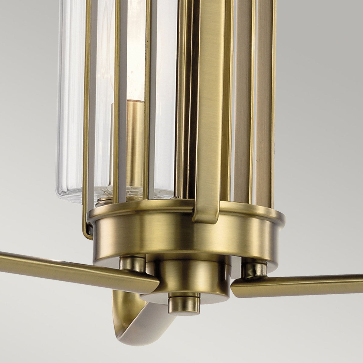Kimrose Three Lamp Chandelier in Brushed Natural Brass