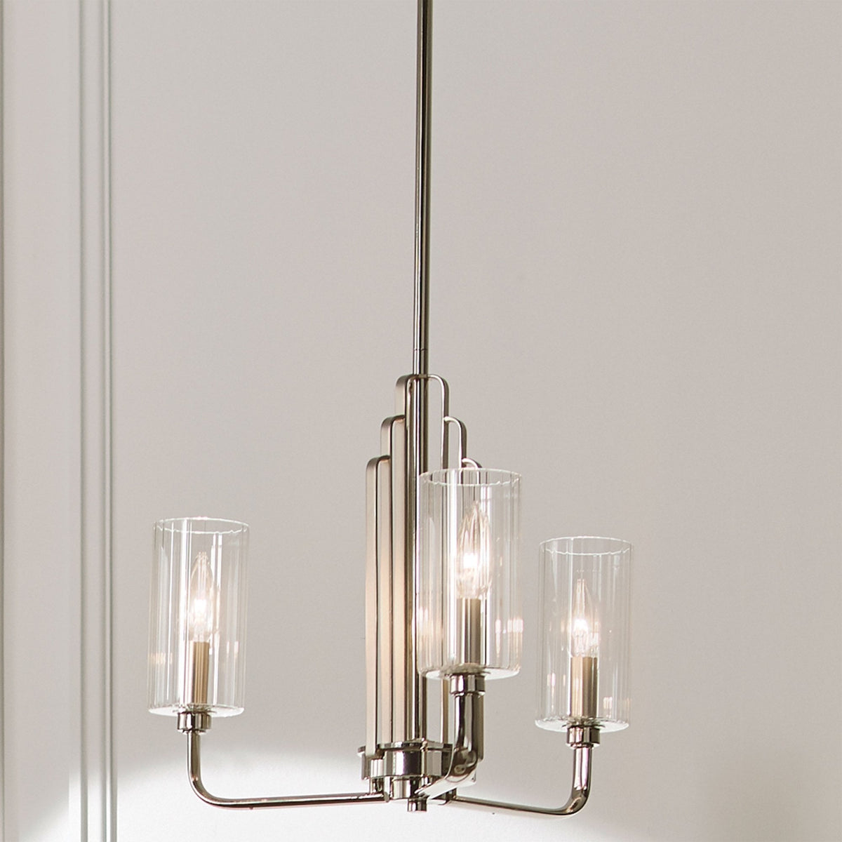 Kimrose Three Lamp Chandelier in Polished Nickel