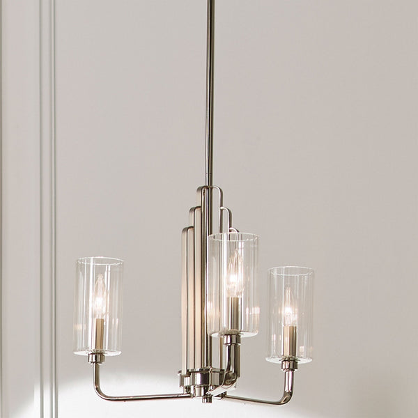 Kimrose Three Lamp Chandelier in Polished Nickel