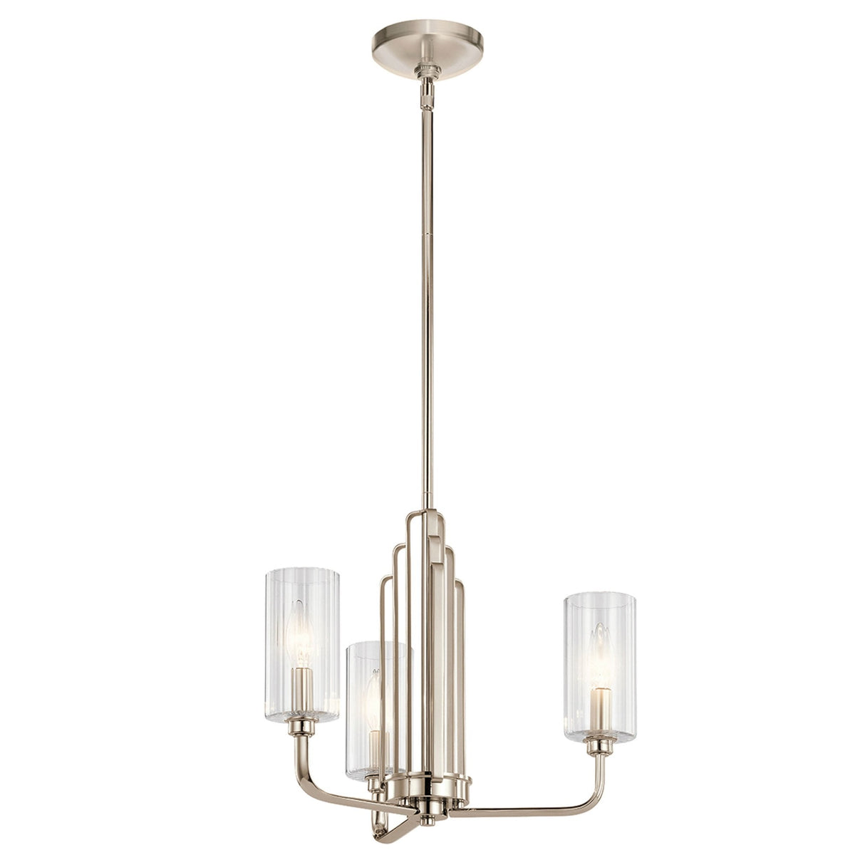 Kimrose Three Lamp Chandelier in Polished Nickel