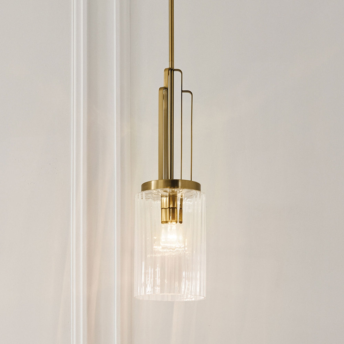 Kimrose Single Drop Pendant in Brushed Natural Brass