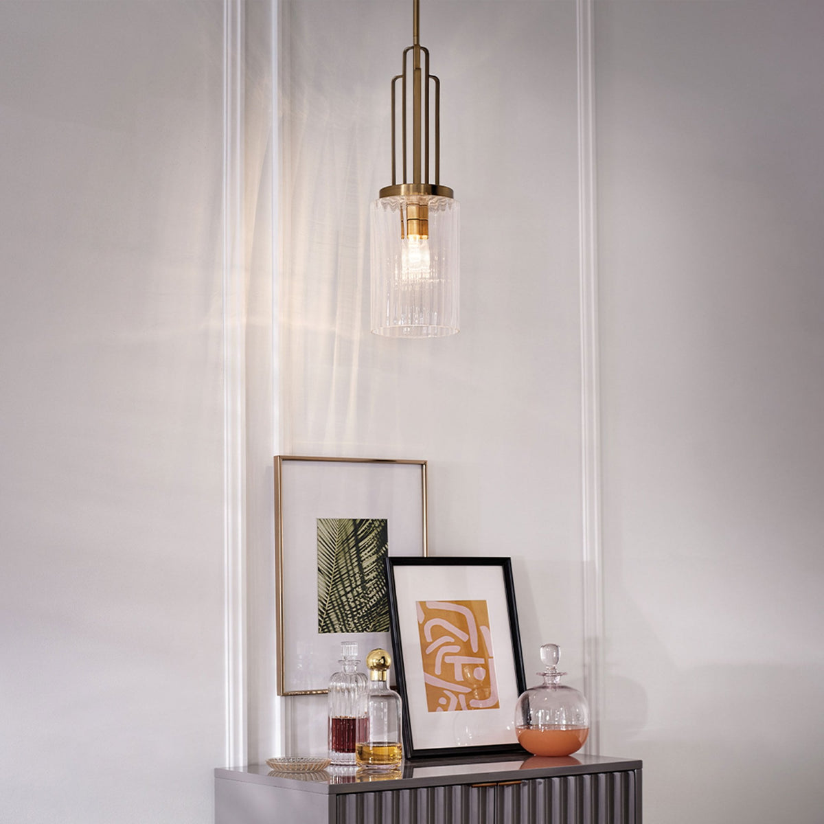 Kimrose Single Drop Pendant in Brushed Natural Brass