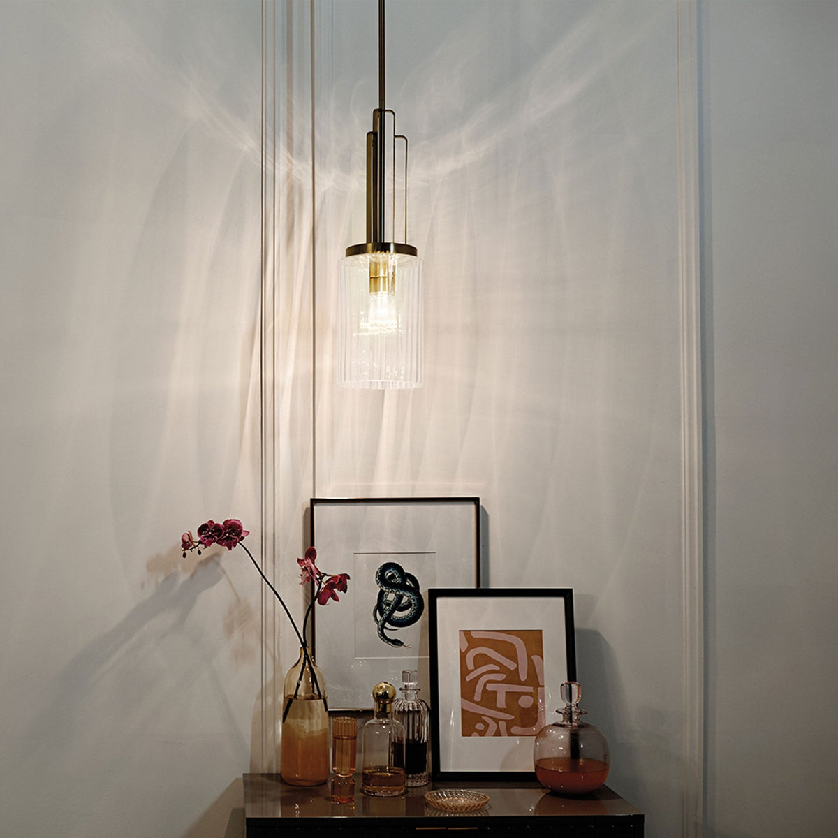 Kimrose Single Drop Pendant in Brushed Natural Brass