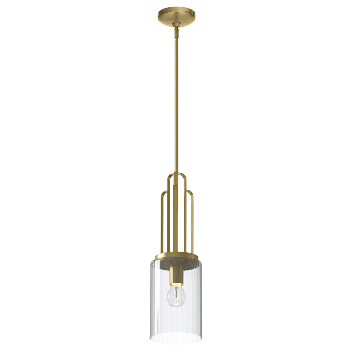 Kimrose Single Drop Pendant in Brushed Natural Brass