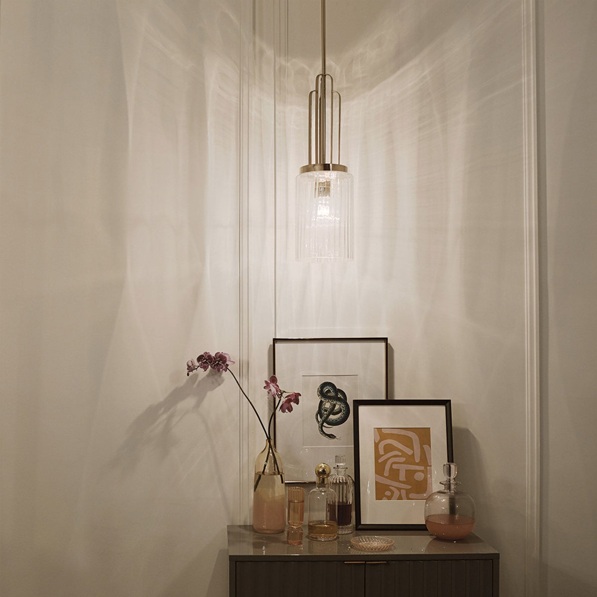 Kimrose Single Drop Pendant in Polished Nickel