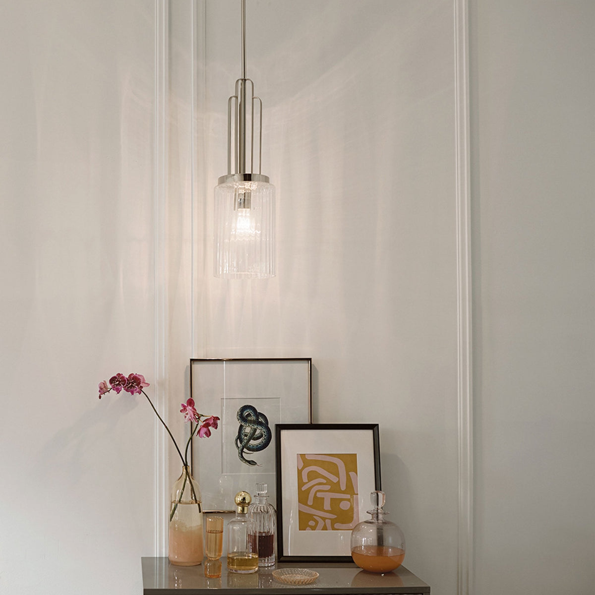 Kimrose Single Drop Pendant in Polished Nickel