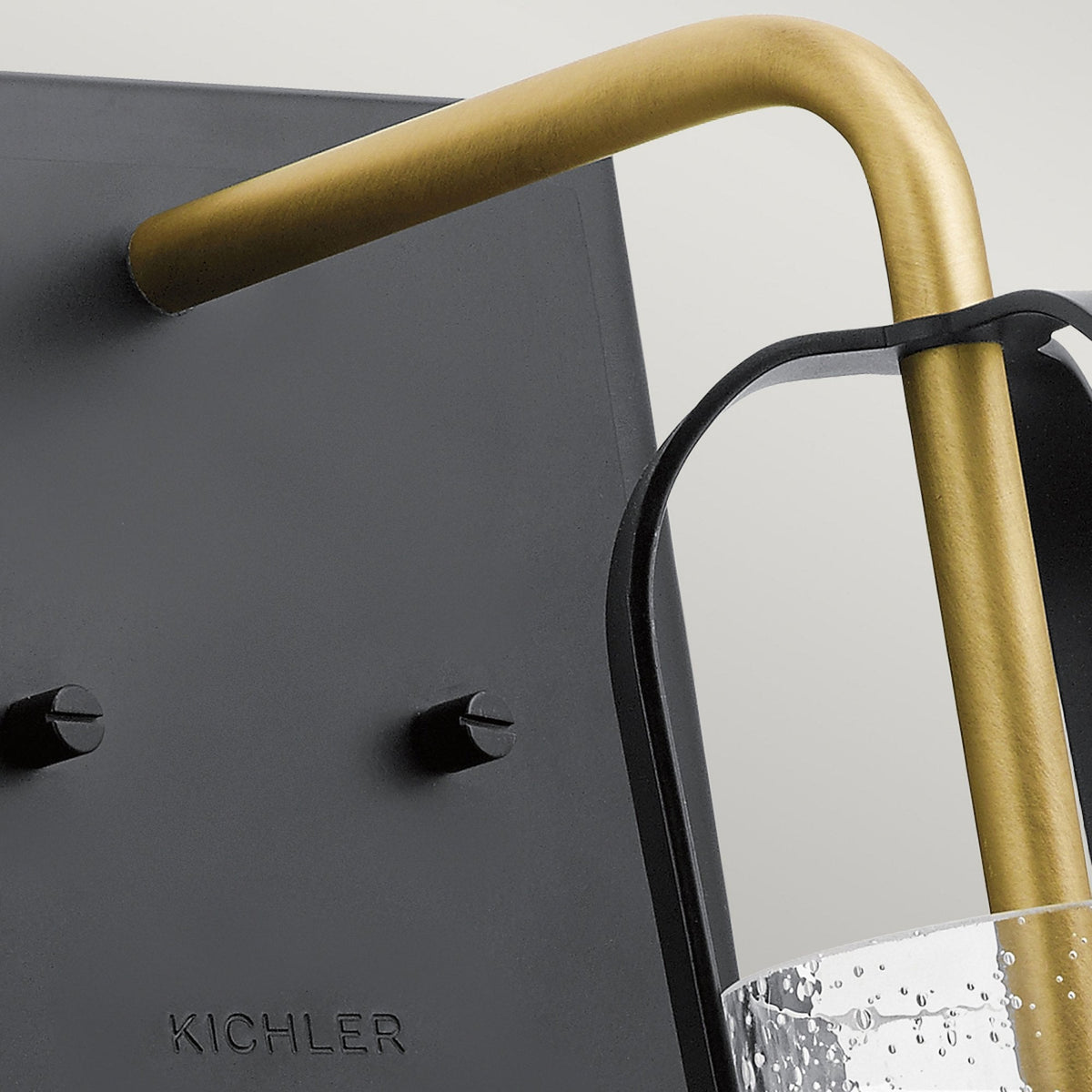 Kitner Single Wall Light in Natural Brass and Black with Clear Seeded Glass Shade