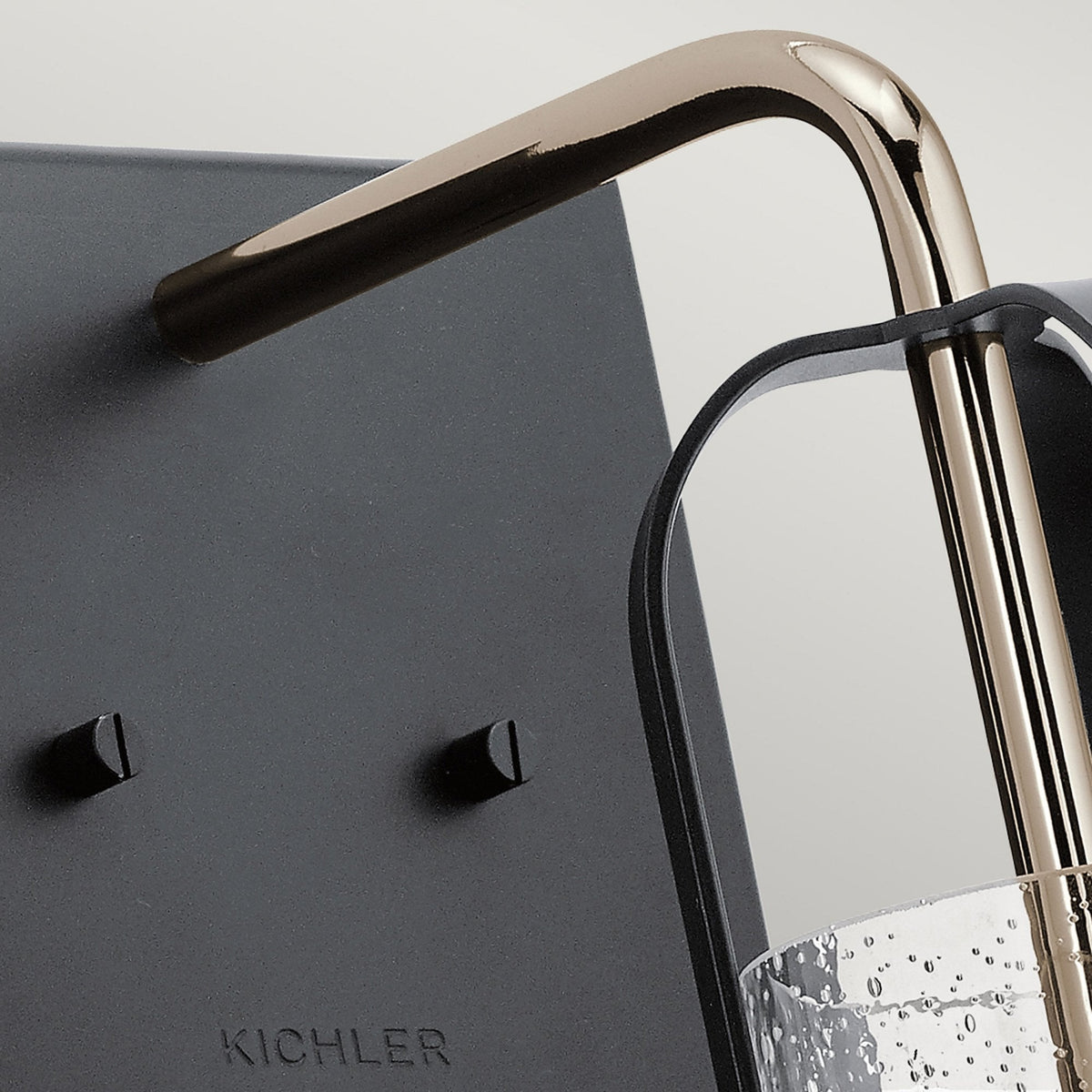 Kitner Single Wall Light in Polished Nickel and Black with Clear Seeded Glass Shade