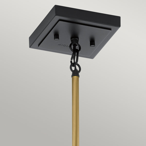 Kitner Single Drop Pendant in Natural Brass and Black with Clear Seeded Glass Shade