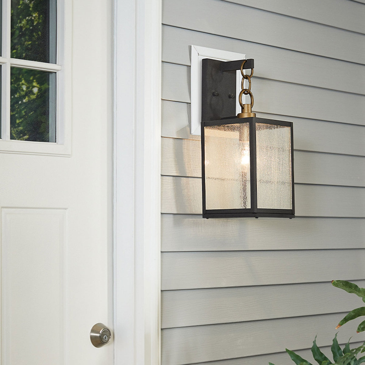Lahden IP44 Medium Boxed Wall Lantern in Weathered Zinc