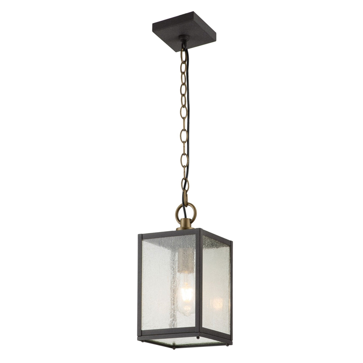 Lahden IP44 Boxed Pendant Lantern in Weathered Zinc