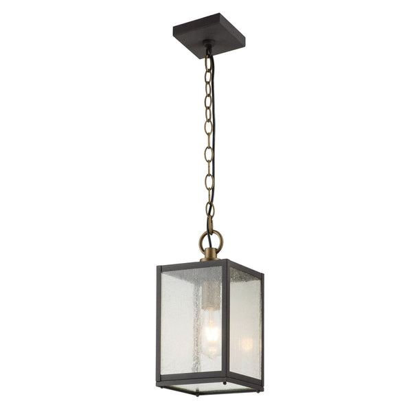 Lahden IP44 Boxed Pendant Lantern in Weathered Zinc