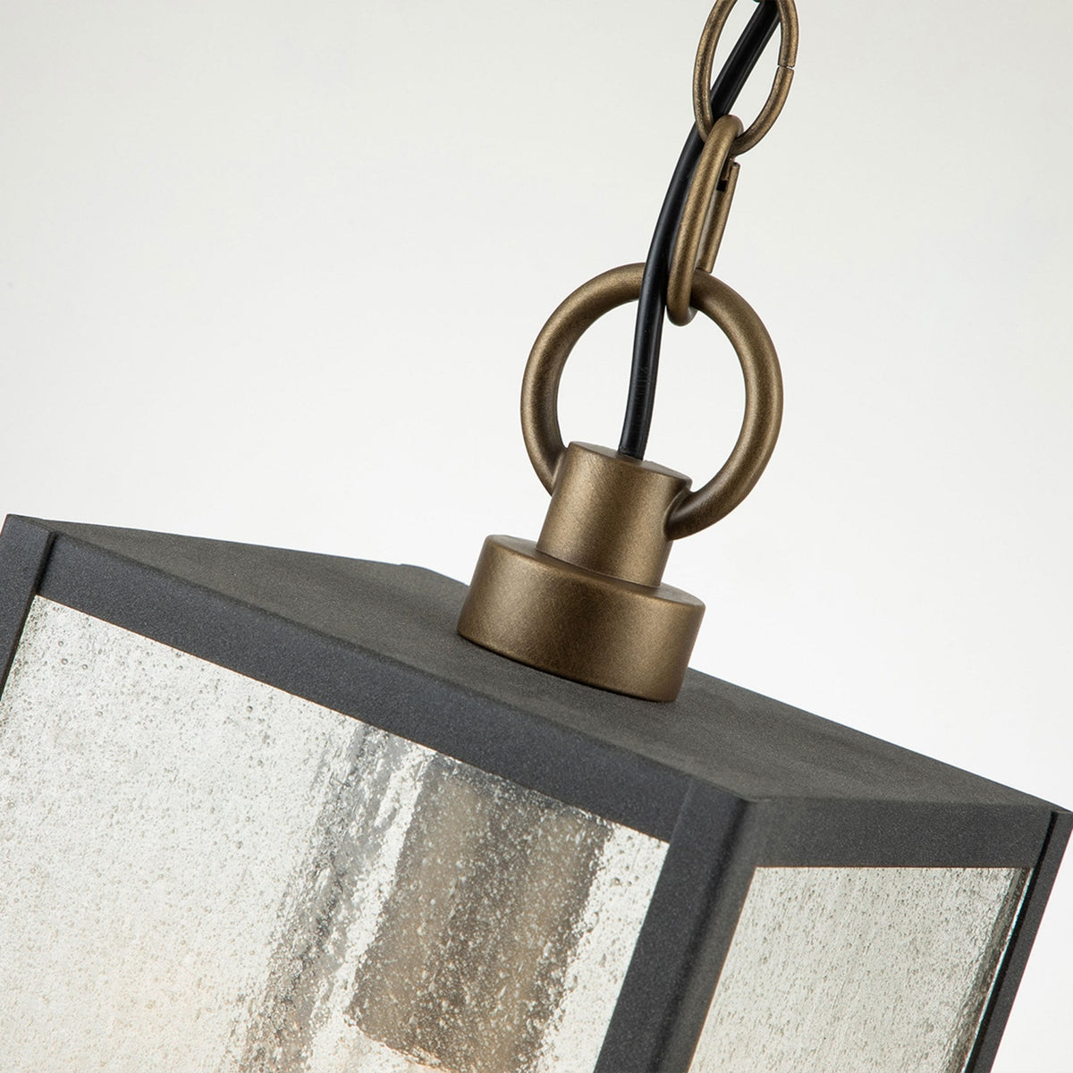 Lahden IP44 Boxed Pendant Lantern in Weathered Zinc