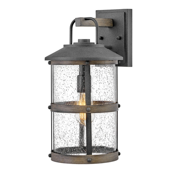 Lakehouse IP44 Medium Wall Lantern in Aged Zinc with Driftwood Grey Rings