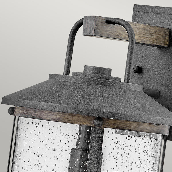 Lakehouse IP44 Medium Wall Lantern in Aged Zinc with Driftwood Grey Rings