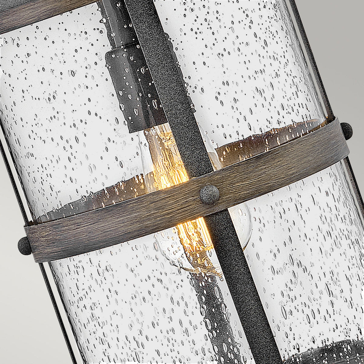 Lakehouse IP44 Medium Wall Lantern in Aged Zinc with Driftwood Grey Rings
