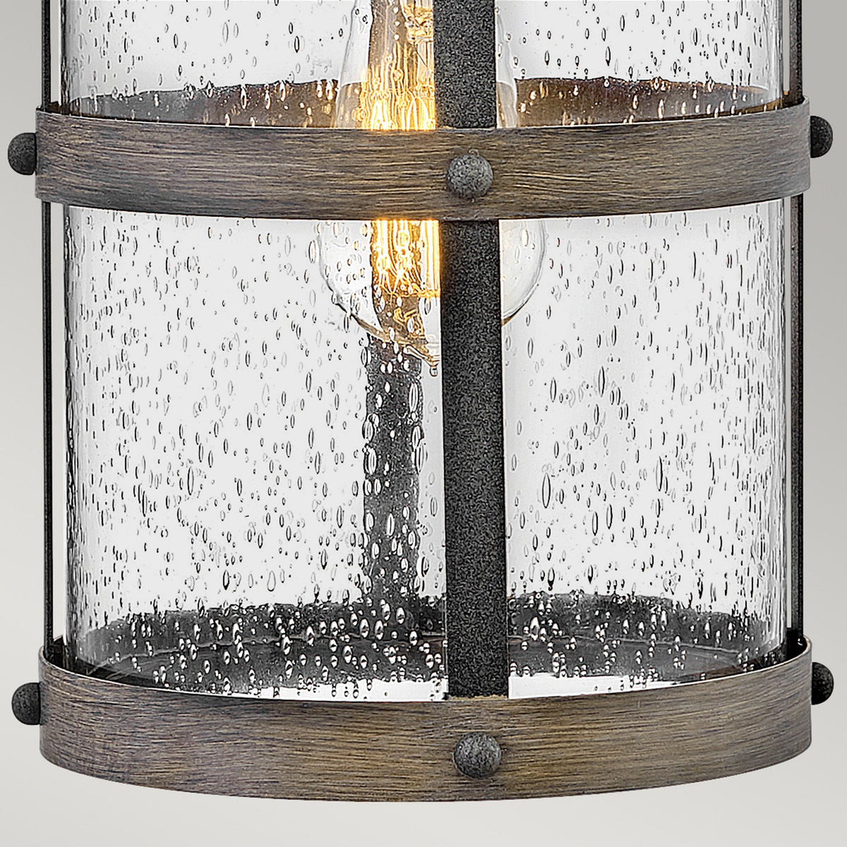 Lakehouse IP44 Medium Wall Lantern in Aged Zinc with Driftwood Grey Rings
