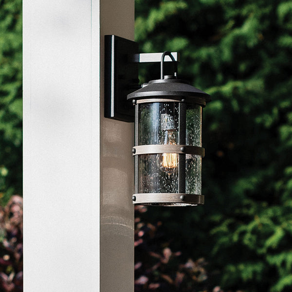 Lakehouse IP44 Small Wall Lantern in Aged Zinc with Driftwood Grey Rings