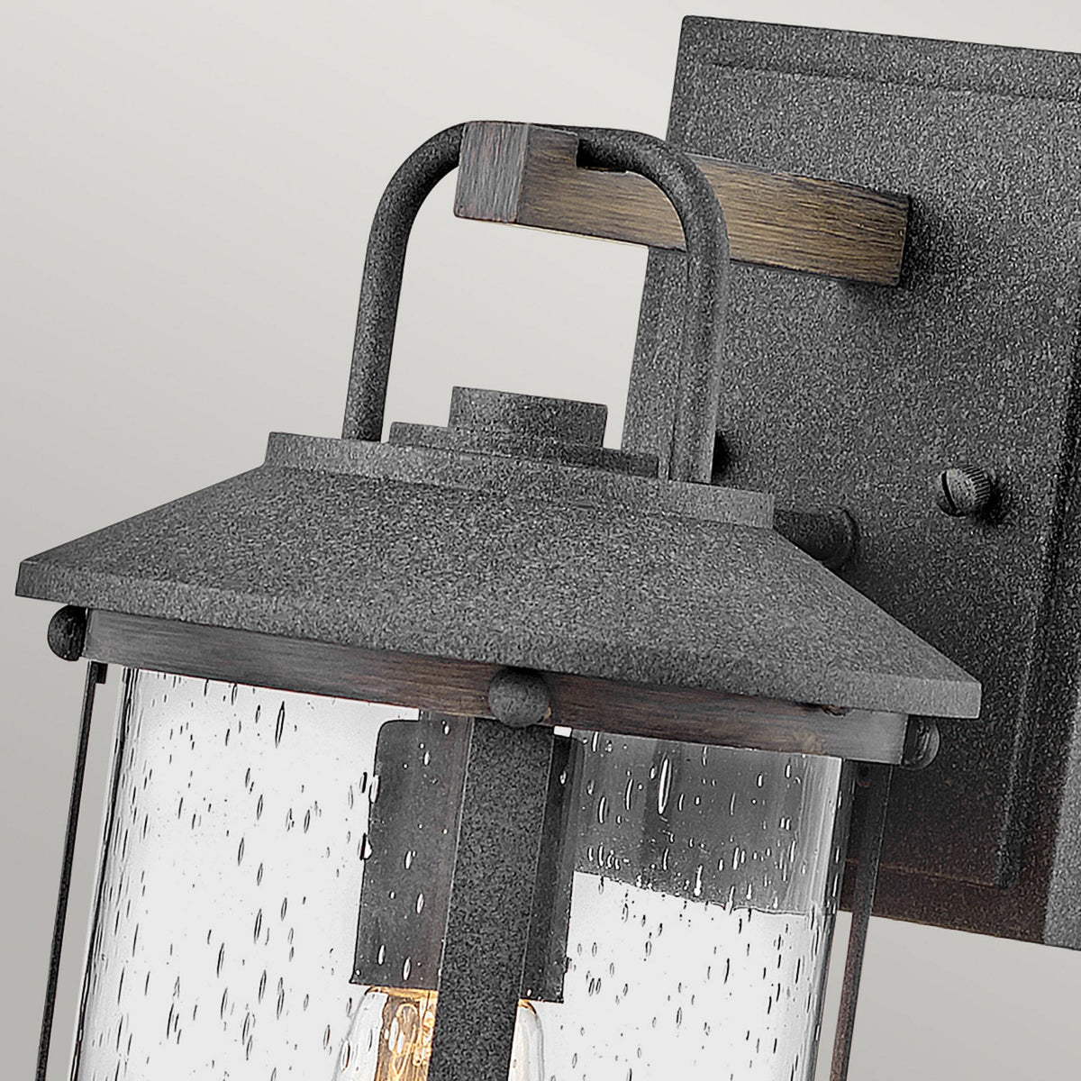 Lakehouse IP44 Small Wall Lantern in Aged Zinc with Driftwood Grey Rings