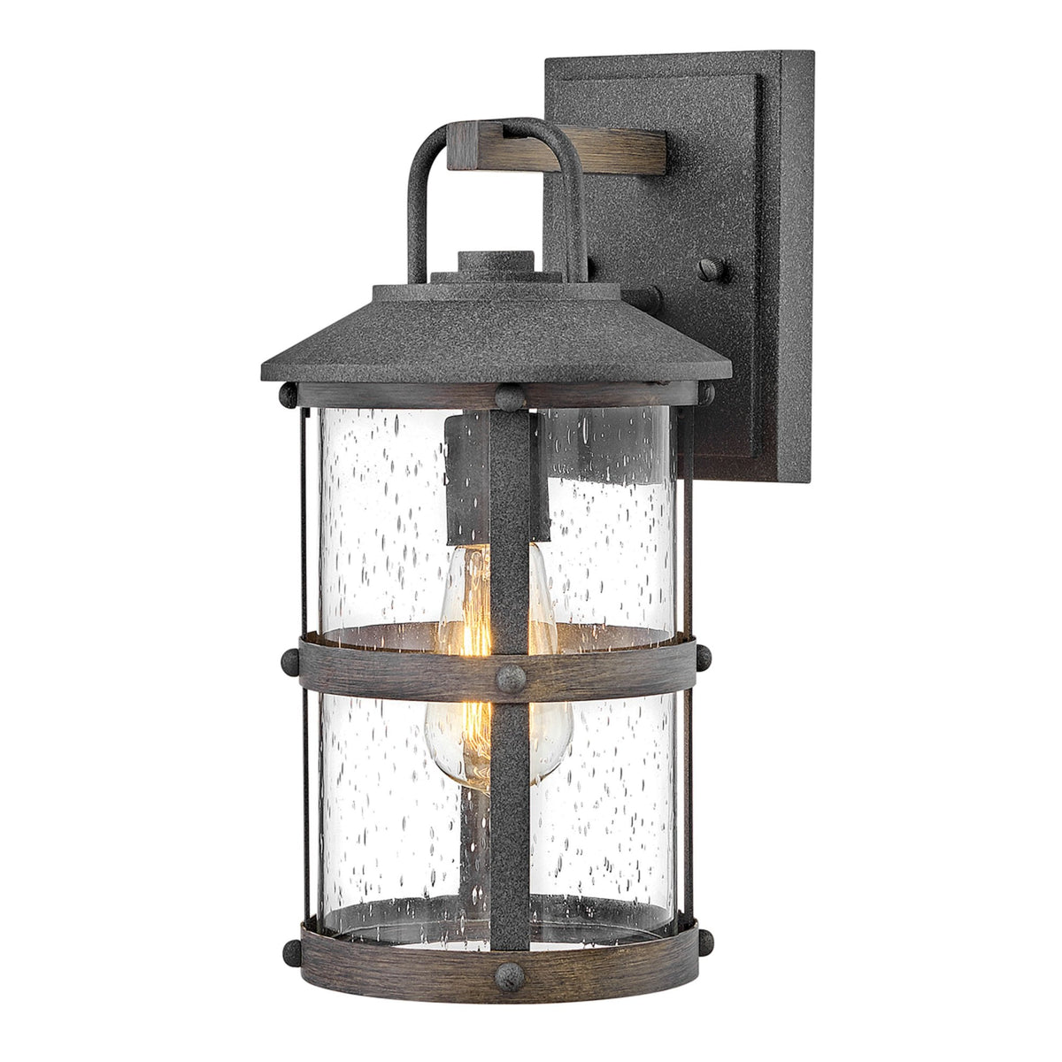 Lakehouse IP44 Small Wall Lantern in Aged Zinc with Driftwood Grey Rings