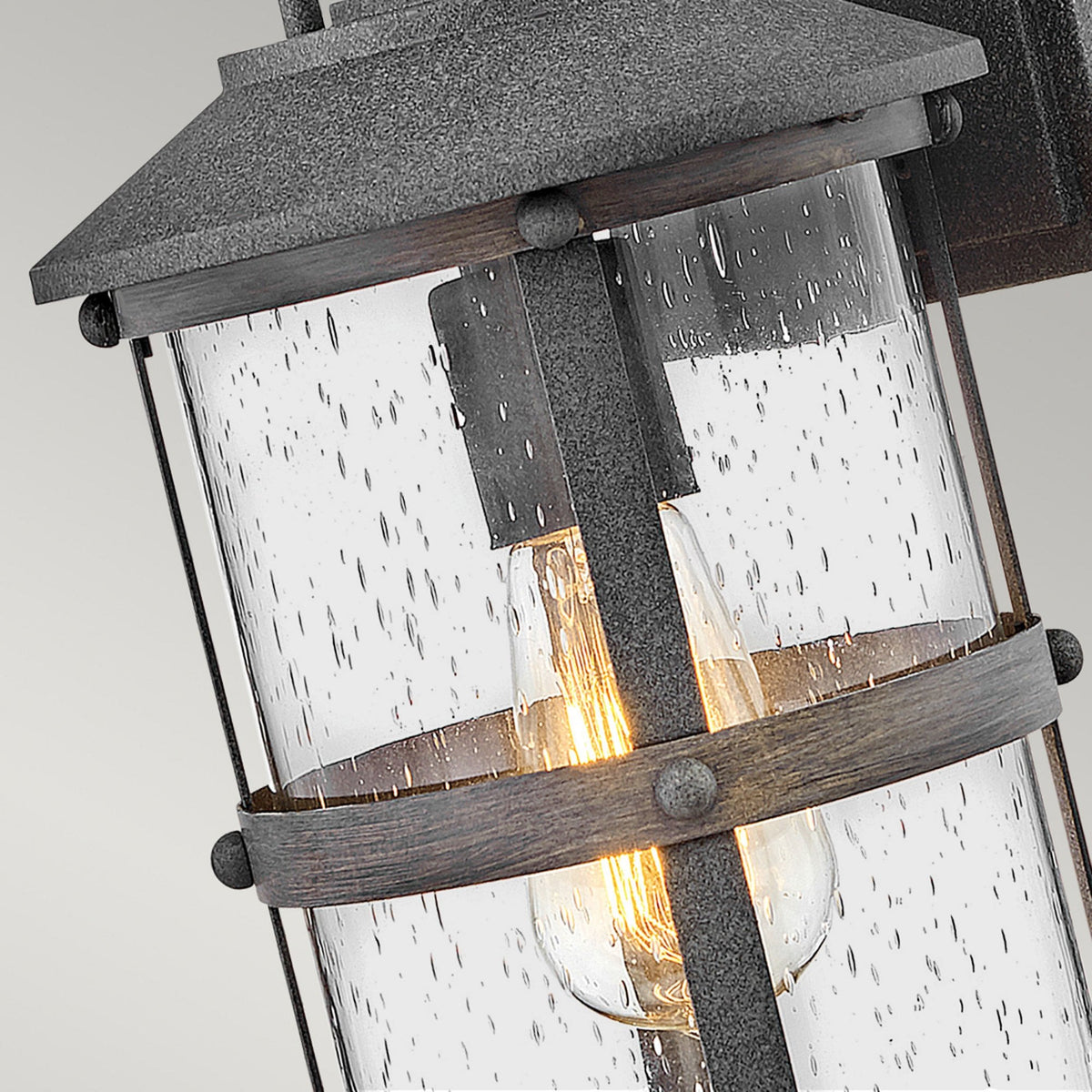 Lakehouse IP44 Small Wall Lantern in Aged Zinc with Driftwood Grey Rings