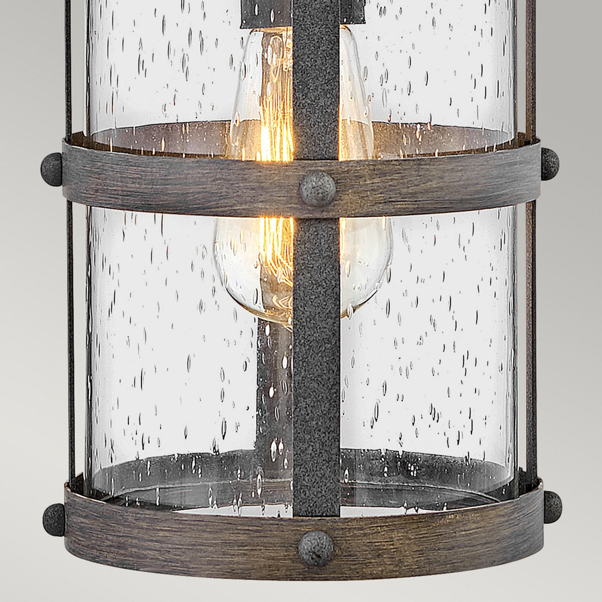 Lakehouse IP44 Small Wall Lantern in Aged Zinc with Driftwood Grey Rings