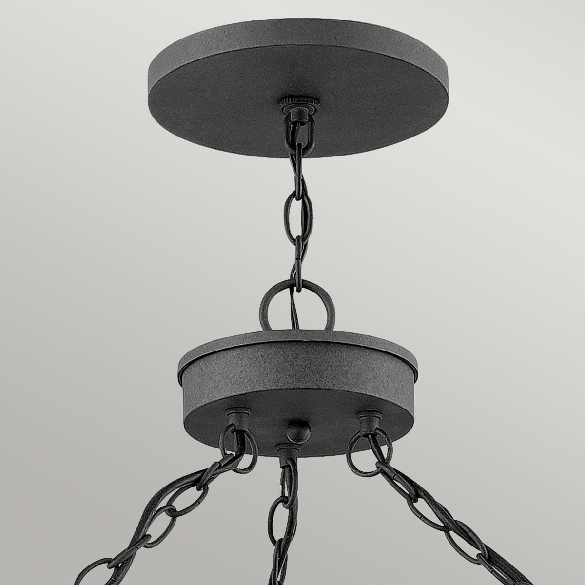 Lakehouse IP44 Six Lamp Chandelier in Aged Zinc with Driftwood Grey Rings