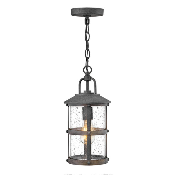 Lakehouse IP44 Single Drop Pendant in Aged Zinc with Driftwood Grey Rings