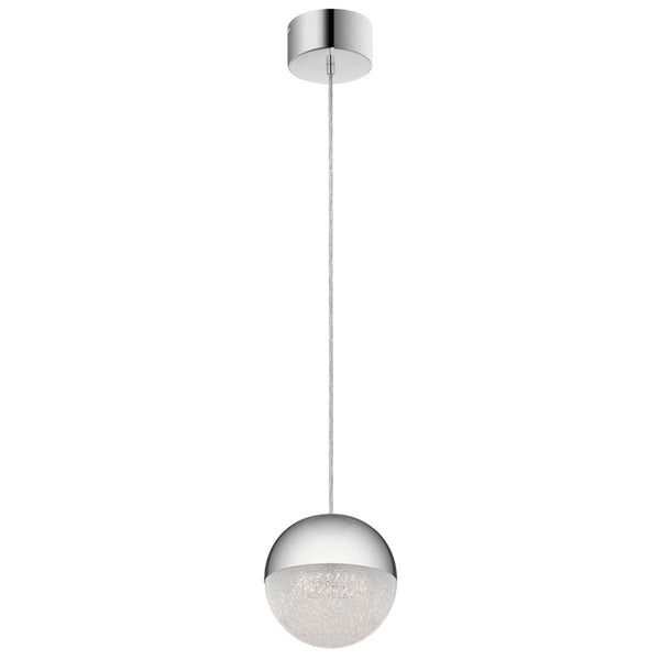 Moonlit LED Single Drop Pendant in Polished Chrome