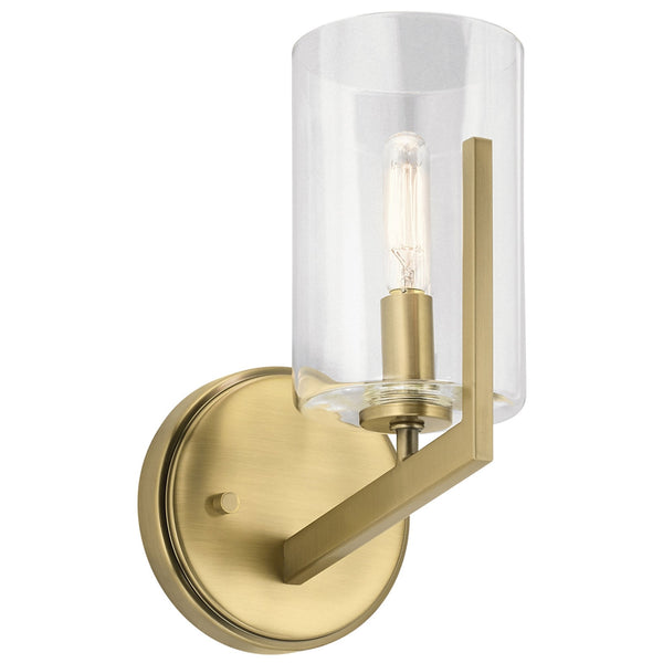 Nye Single Wall Light in Brushed Natural Brass