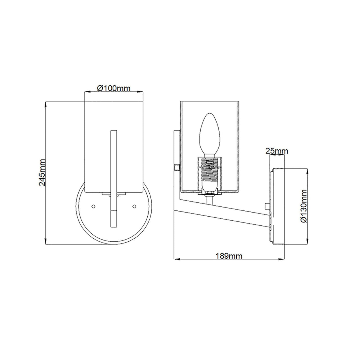 Nye Single Wall Light in Classic Pewter