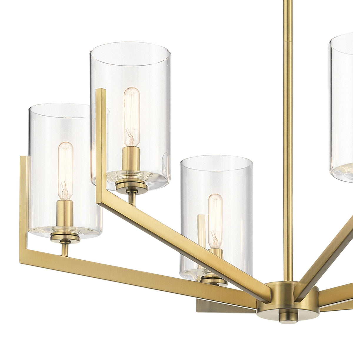 Nye Six Light Chandelier in Brushed Natural Brass