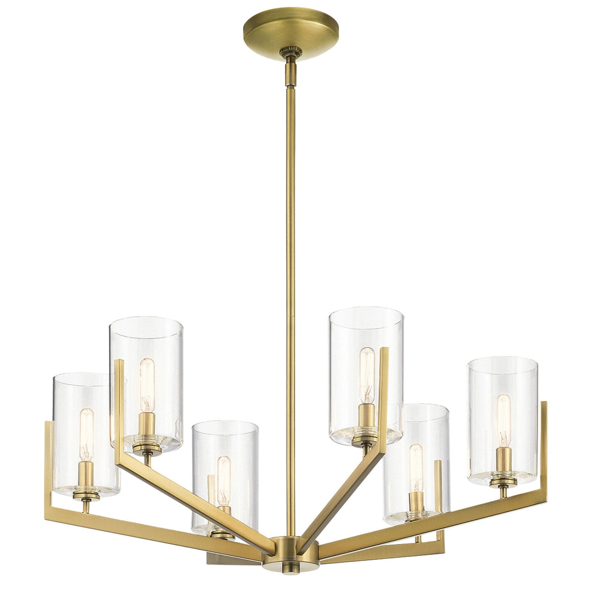 Nye Six Light Chandelier in Brushed Natural Brass