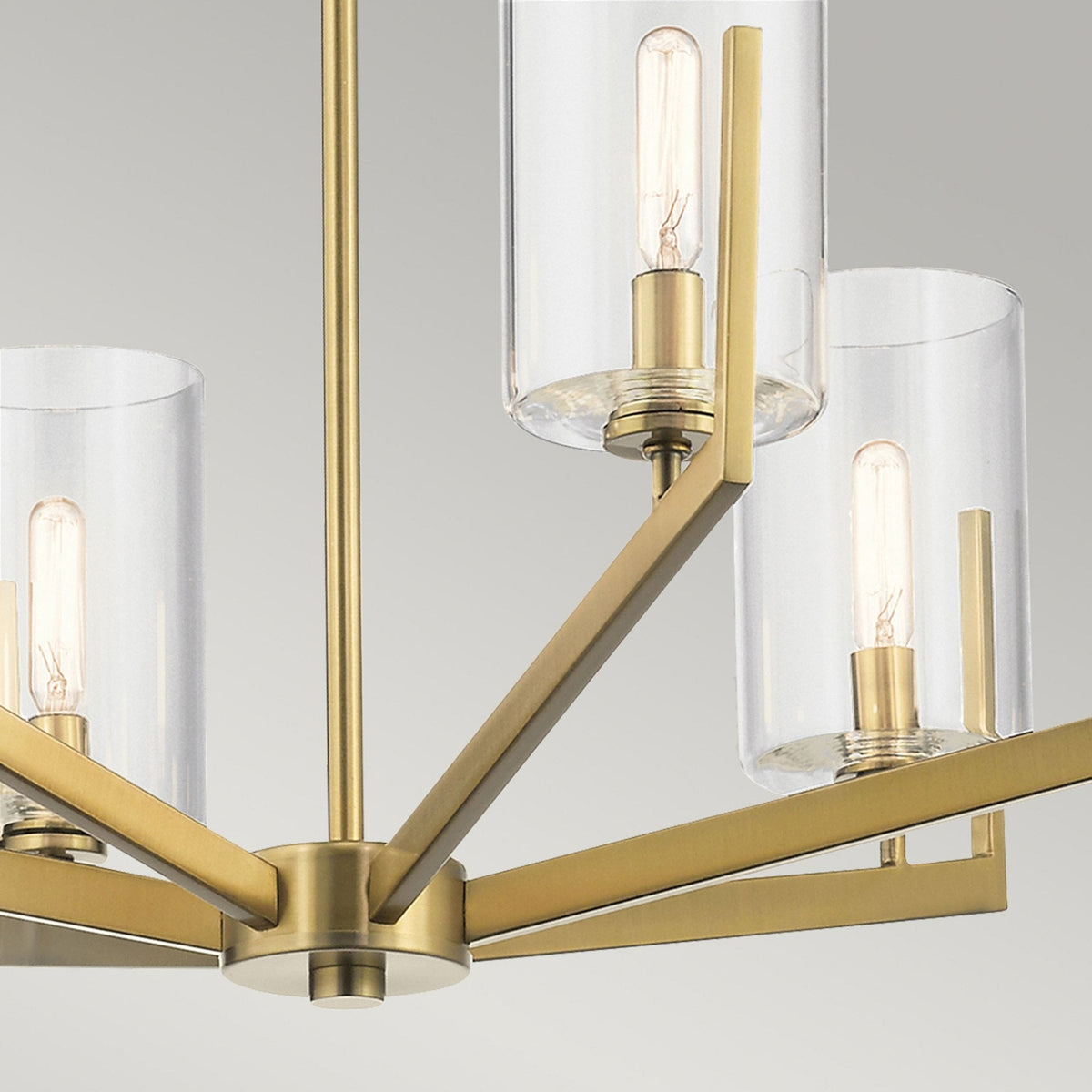 Nye Six Light Chandelier in Brushed Natural Brass