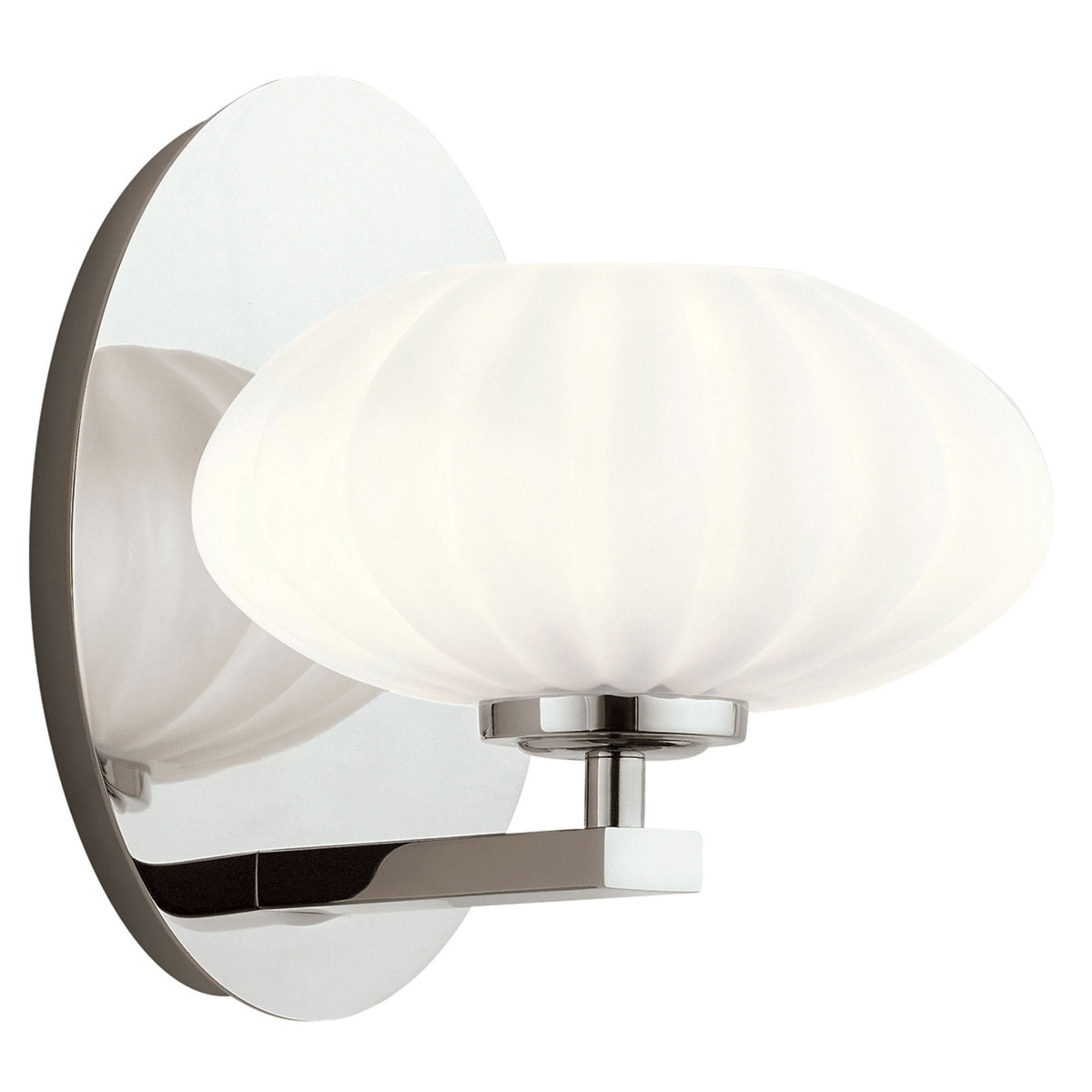 Pim IP44 Single Wall Light in Polished Chrome with Satin Etched Cased Opal Shade
