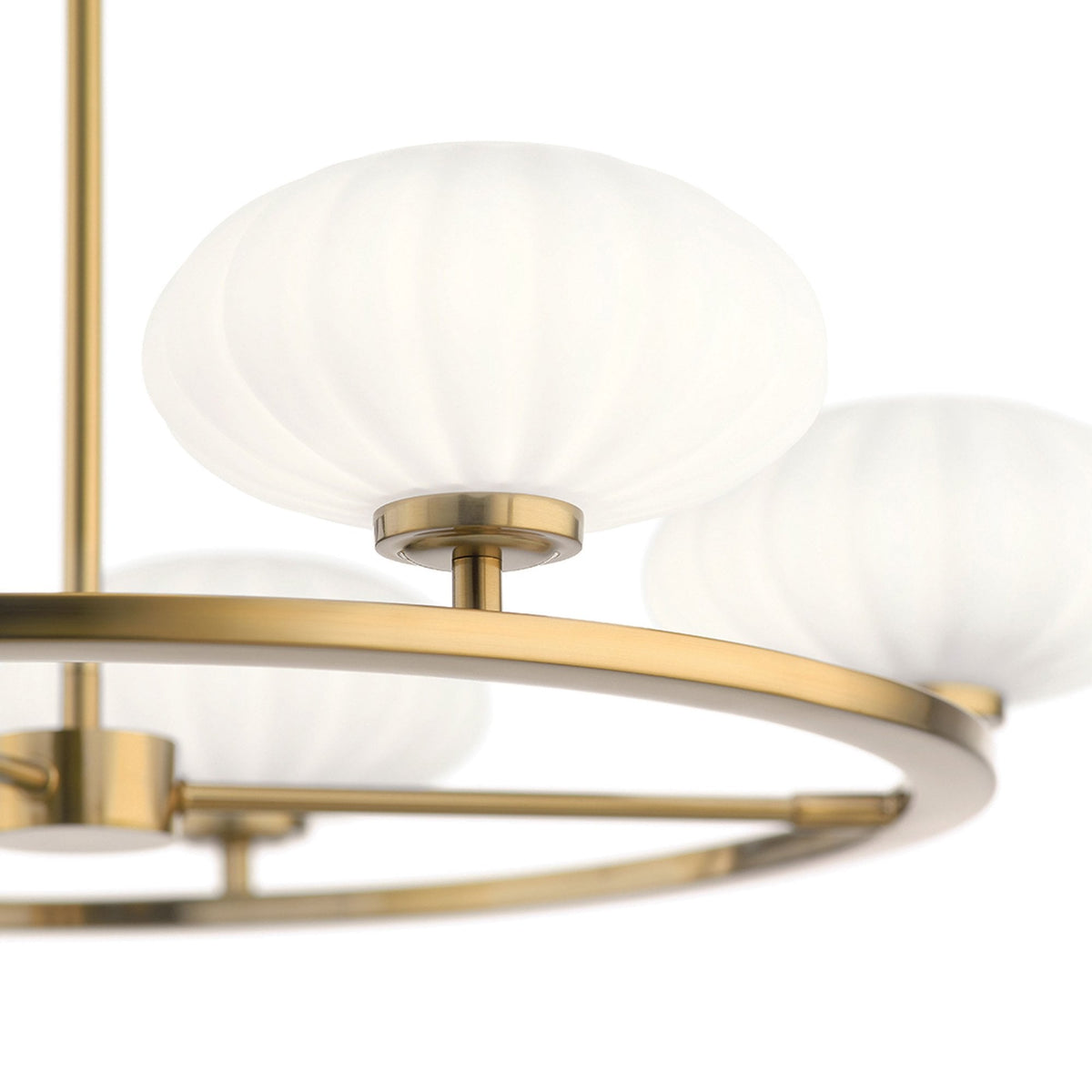 Pim IP44 Five Light Chandelier in Fox Gold with Satin Etched Cased Opal Shades