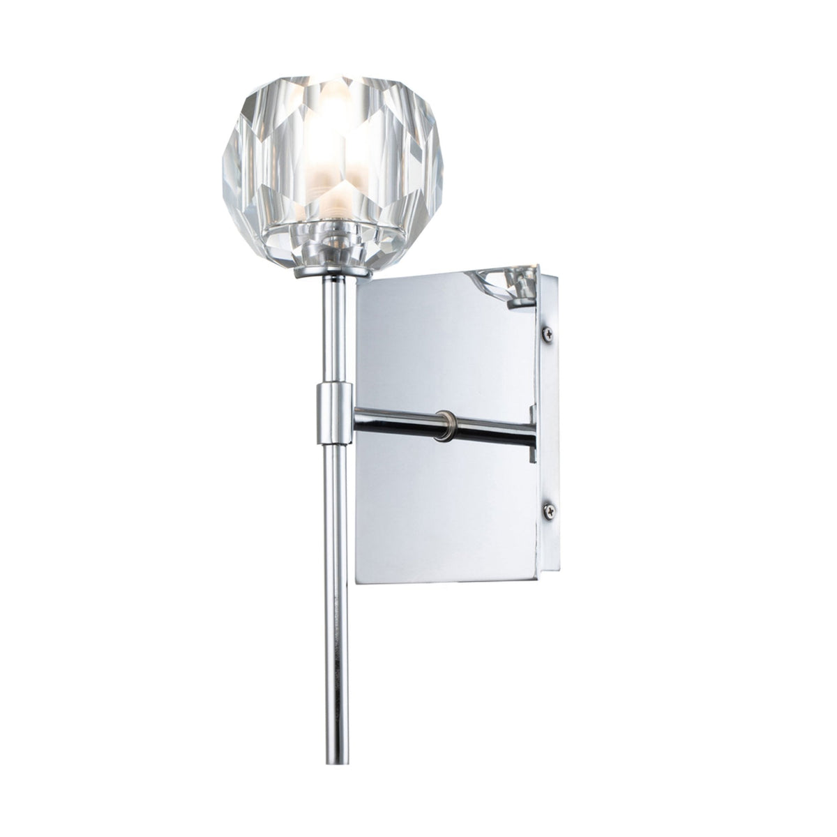 Regalia IP44 Single Wall Light in Polished Chrome with Prismatic Crystal Shade