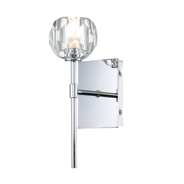 Regalia IP44 Single Wall Light in Polished Chrome with Prismatic Crystal Shade