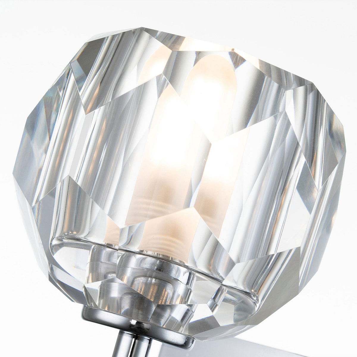 Regalia IP44 Single Wall Light in Polished Chrome with Prismatic Crystal Shade