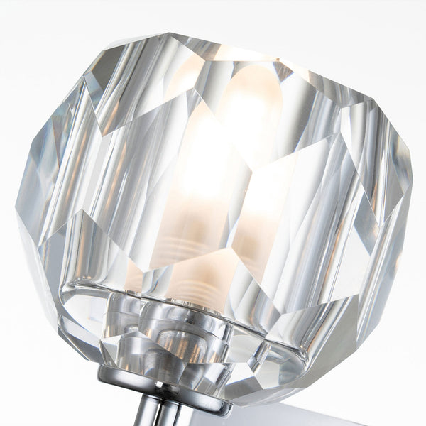 Regalia IP44 Single Wall Light in Polished Chrome with Prismatic Crystal Shade
