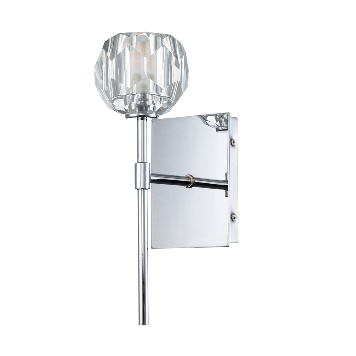 Regalia IP44 Single Wall Light in Polished Chrome with Prismatic Crystal Shade