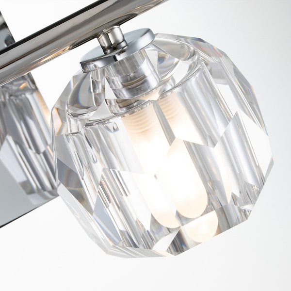 Regalia IP44 Twin Wall Light in Polished Chrome with Prismatic Crystal Shades