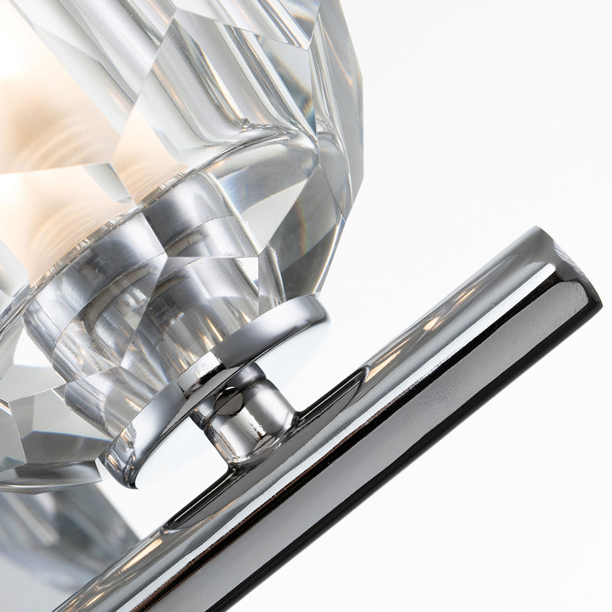 Regalia IP44 Twin Wall Light in Polished Chrome with Prismatic Crystal Shades
