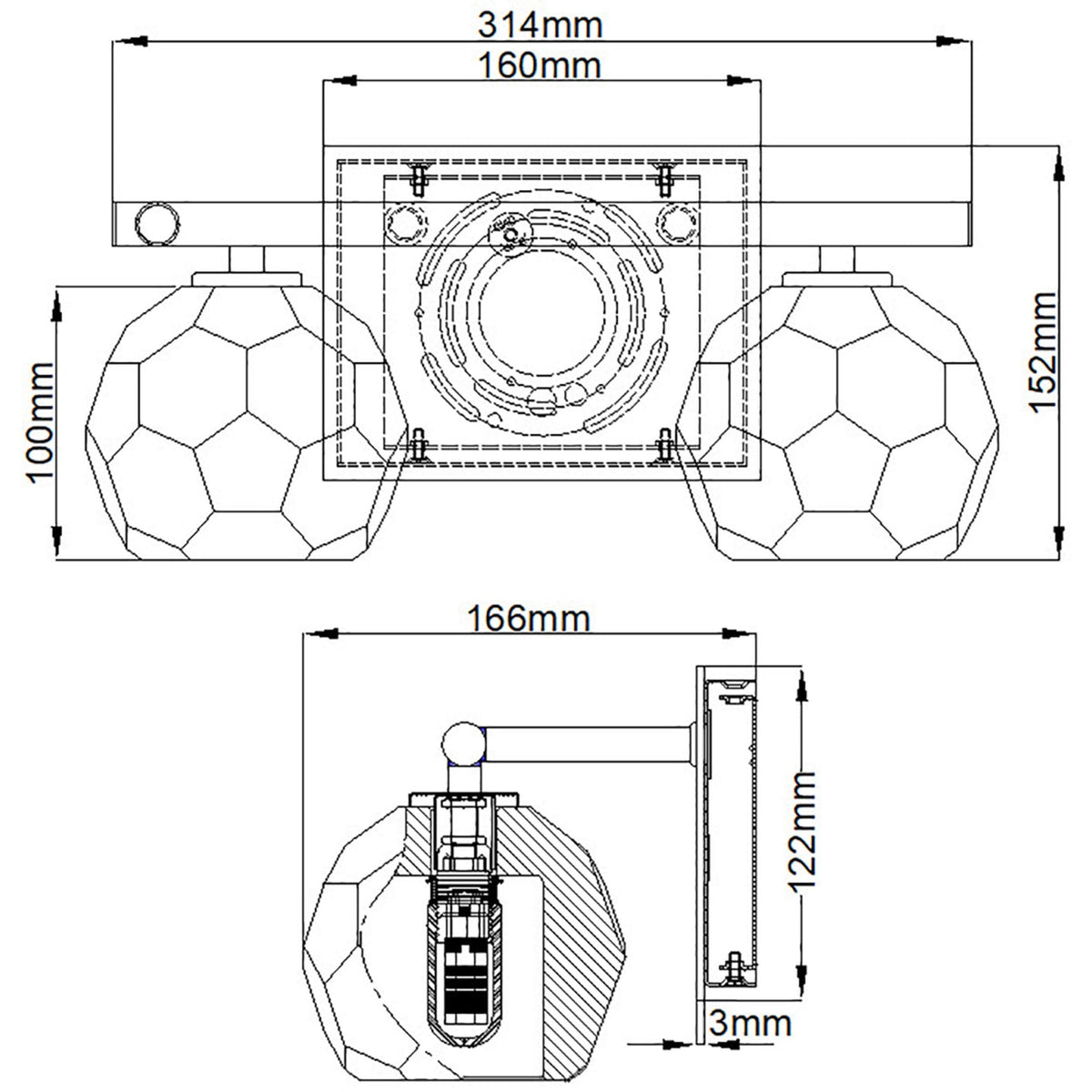 Regalia IP44 Twin Wall Light in Polished Chrome with Prismatic Crystal Shades
