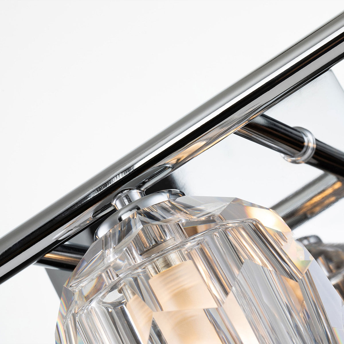 Regalia IP44 Triple Wall Light in Polished Chrome with Prismatic Crystal Shades