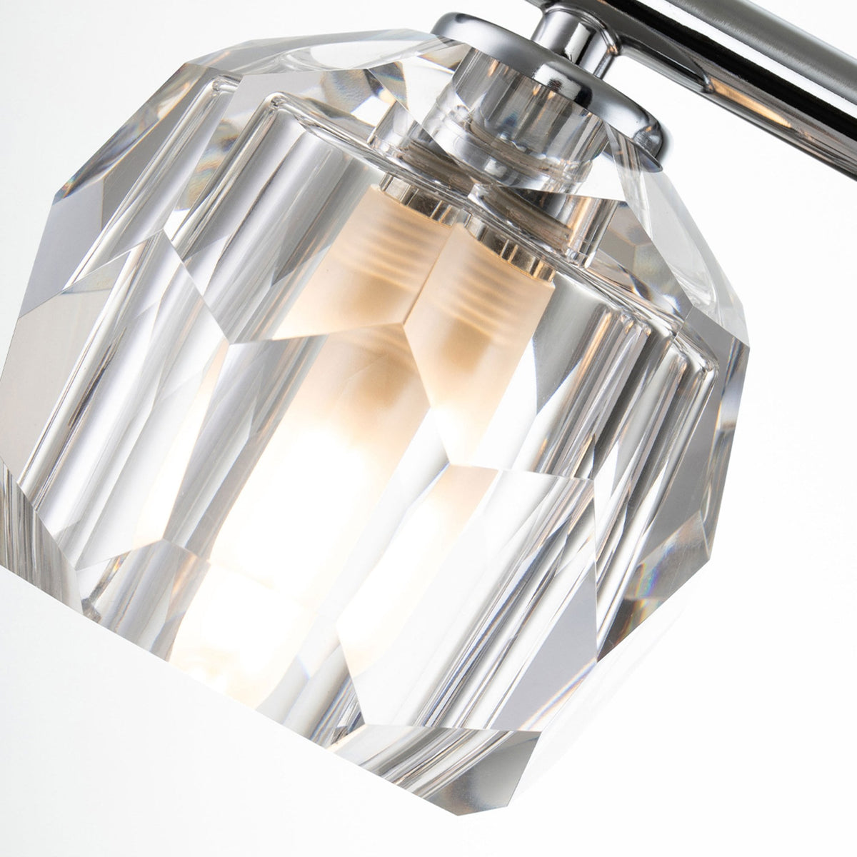 Regalia IP44 Triple Wall Light in Polished Chrome with Prismatic Crystal Shades