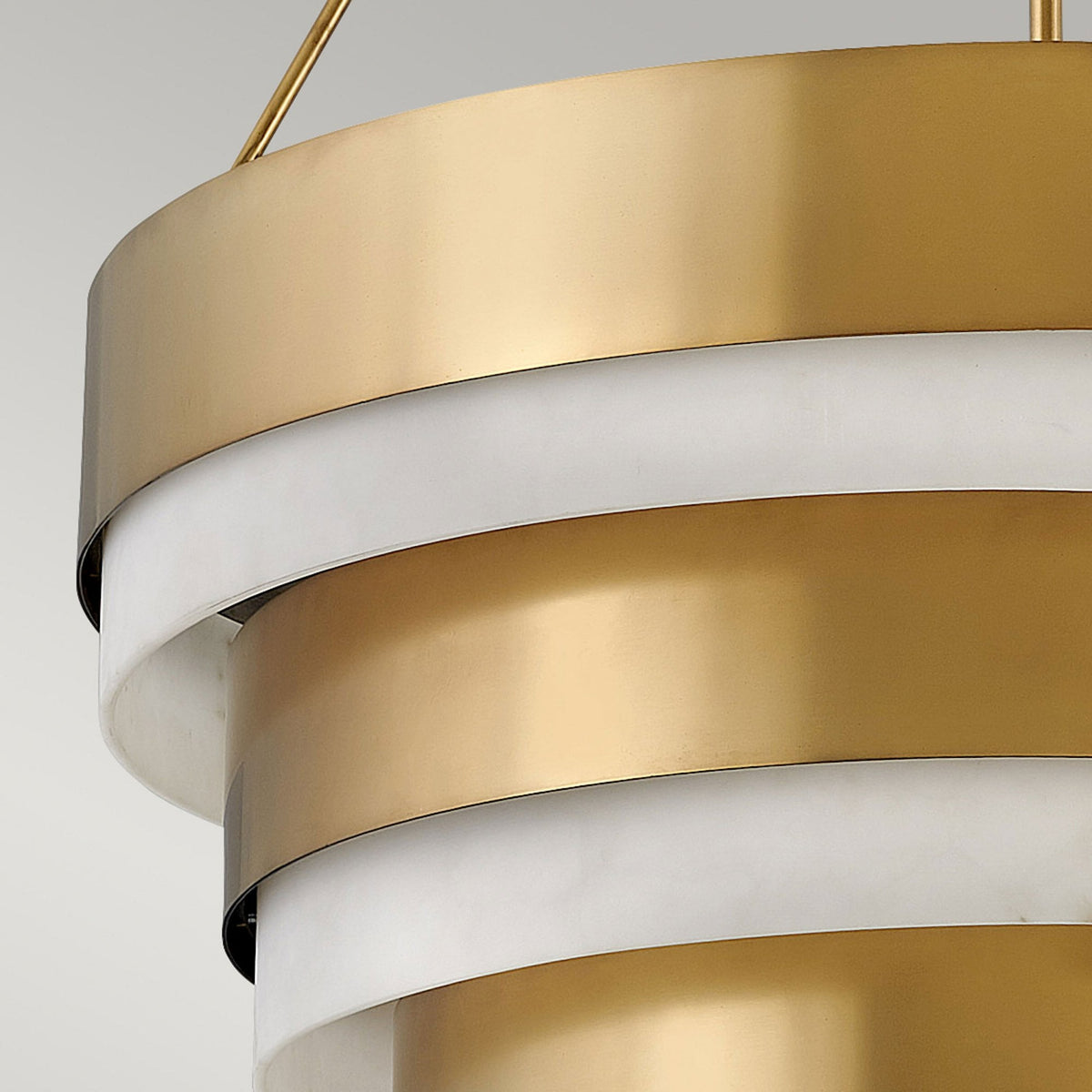 Echelon Eight Lamp Multi-Tier Pendant in Heritage Brass and Faux Alabaster